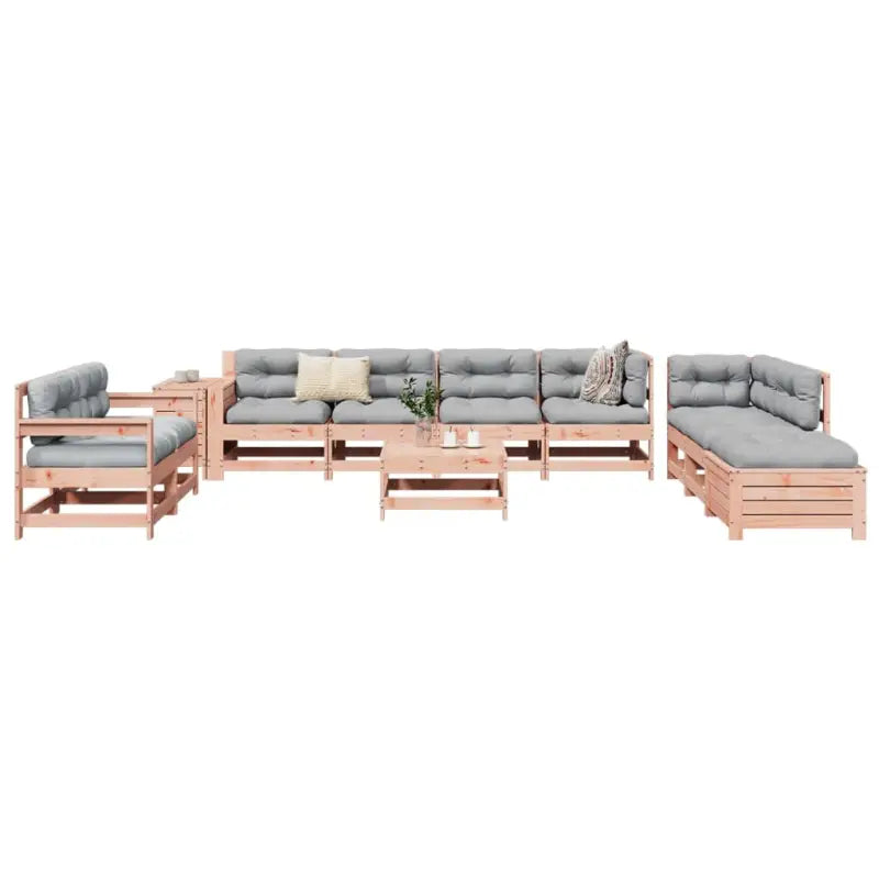 Houten loungeset met modulair ontwerp en comfortabele afmetingen zitting - Natuurlijk douglashout - Tuinsets