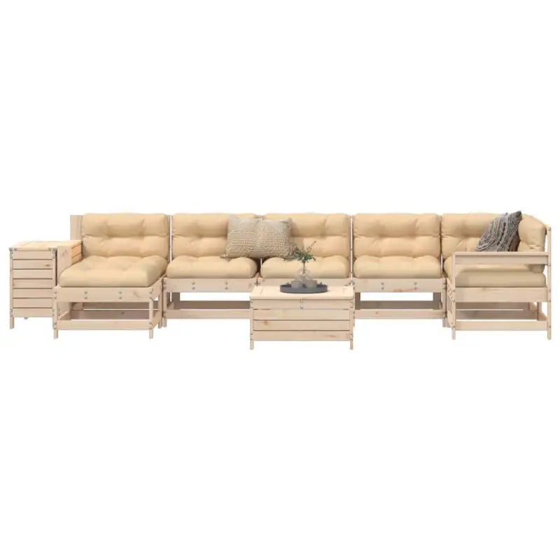 Houten loungeset met modulair ontwerp en comfortabele afmetingen zitting - Natuurlijk grenenhout - Tuinsets