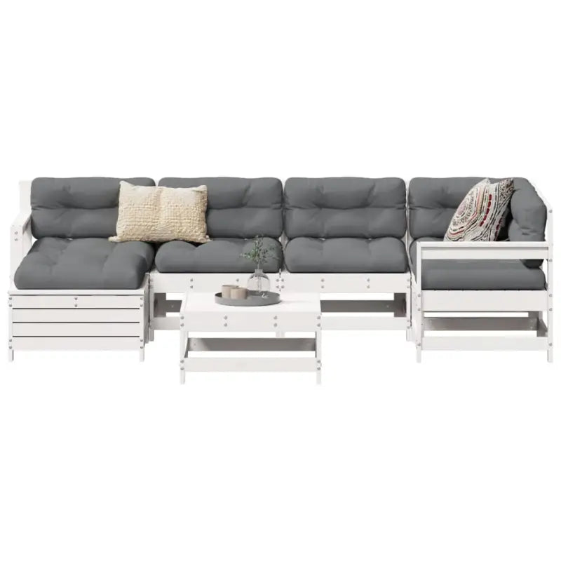 Houten loungeset met modulair ontwerp en comfortabele afmetingen zitting - Wit - Tuinsets