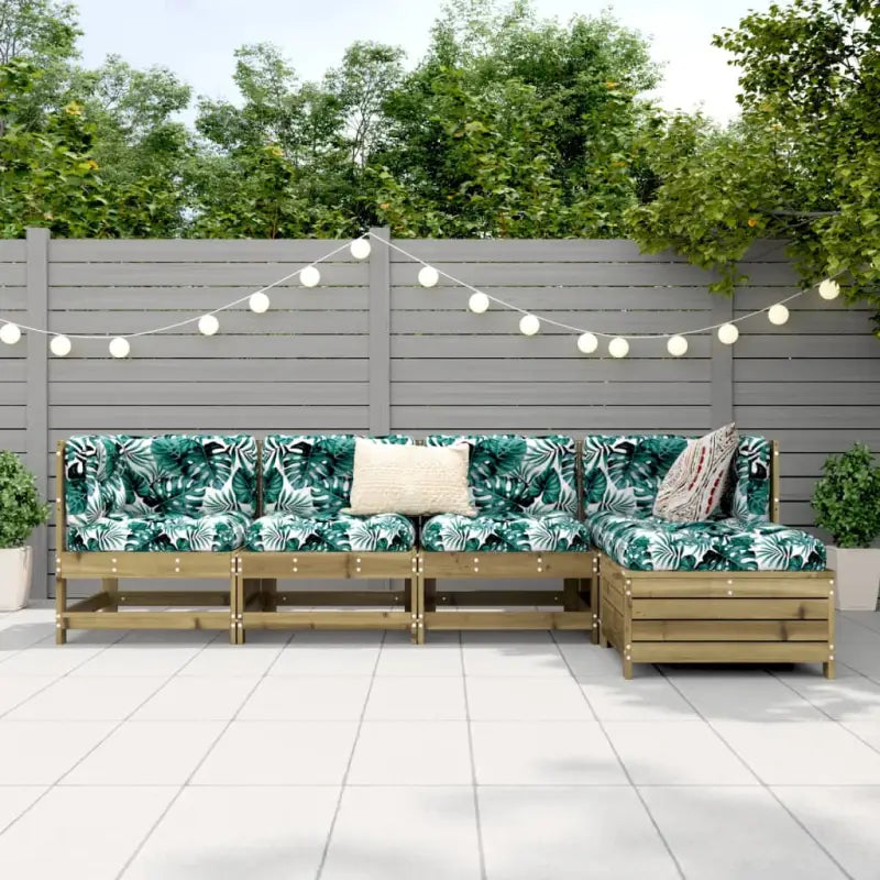 Houten loungeset met modulair ontwerp en comfortabele afmetingen zitting - Tuinsets