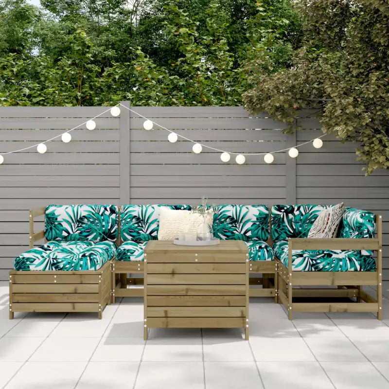 Houten loungeset met modulair ontwerp en comfortabele afmetingen zitting - Tuinsets
