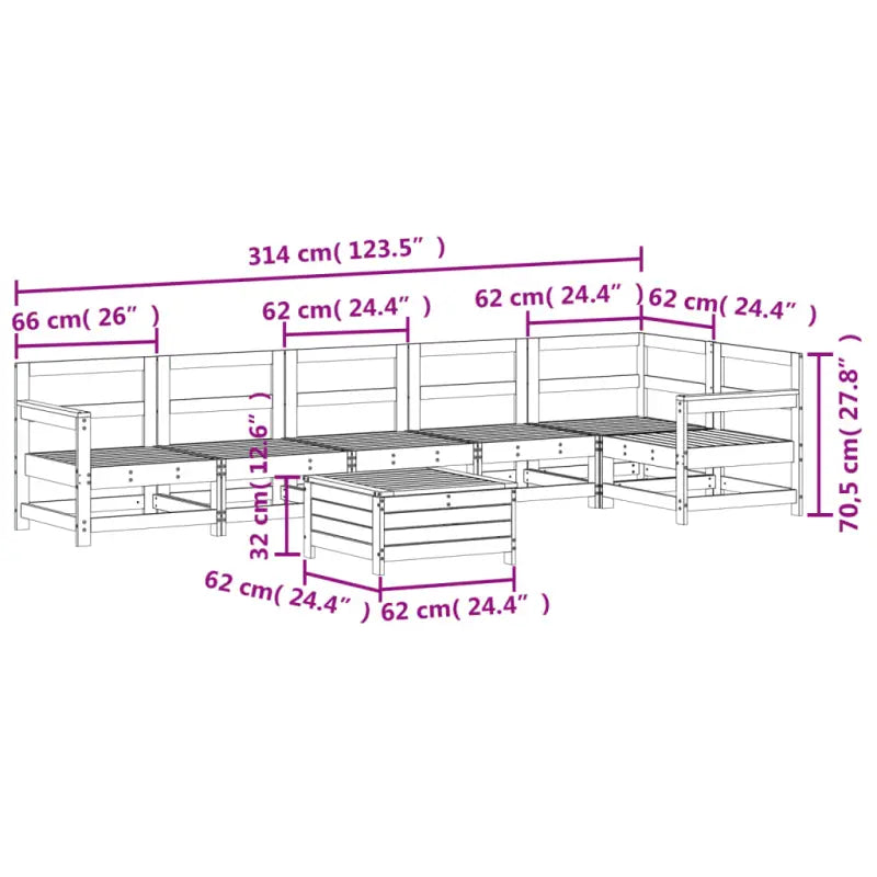 Houten loungeset met modulair ontwerp en comfortabele afmetingen zitting - Tuinsets