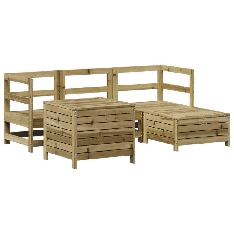 Houten loungeset met modulair ontwerp en comfortabele afmetingen zitting - Tuinsets