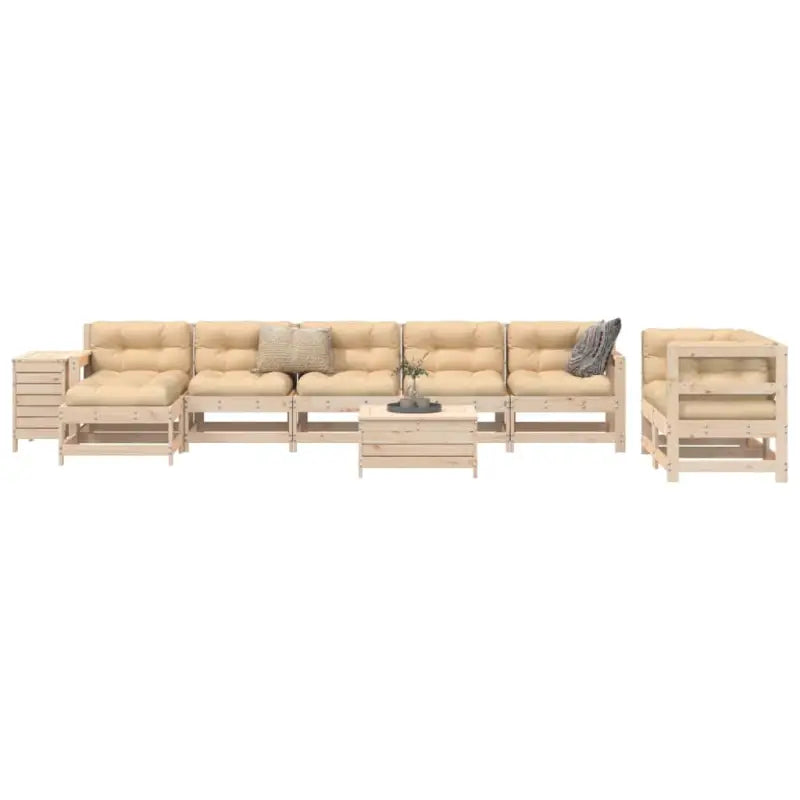 Houten loungeset met modulair ontwerp en comfortabele afmetingen zitting - Natuurlijk grenenhout - Tuinsets