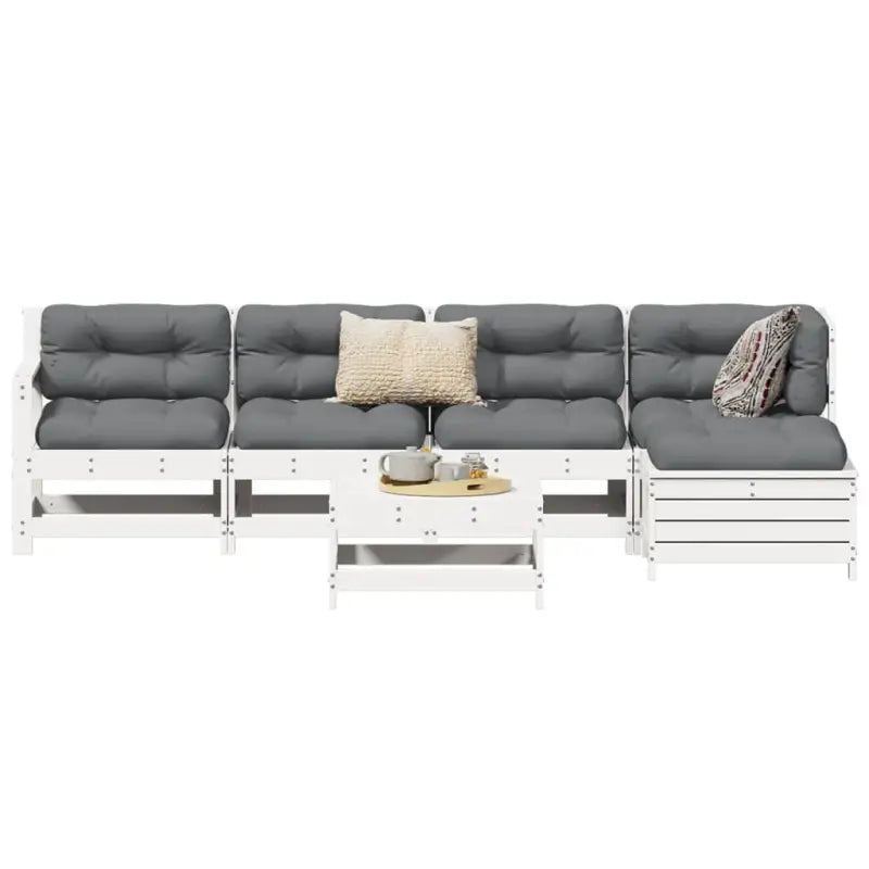 Houten loungeset met modulair ontwerp en comfortabele afmetingen zitting - Wit grenenhout - Tuinsets