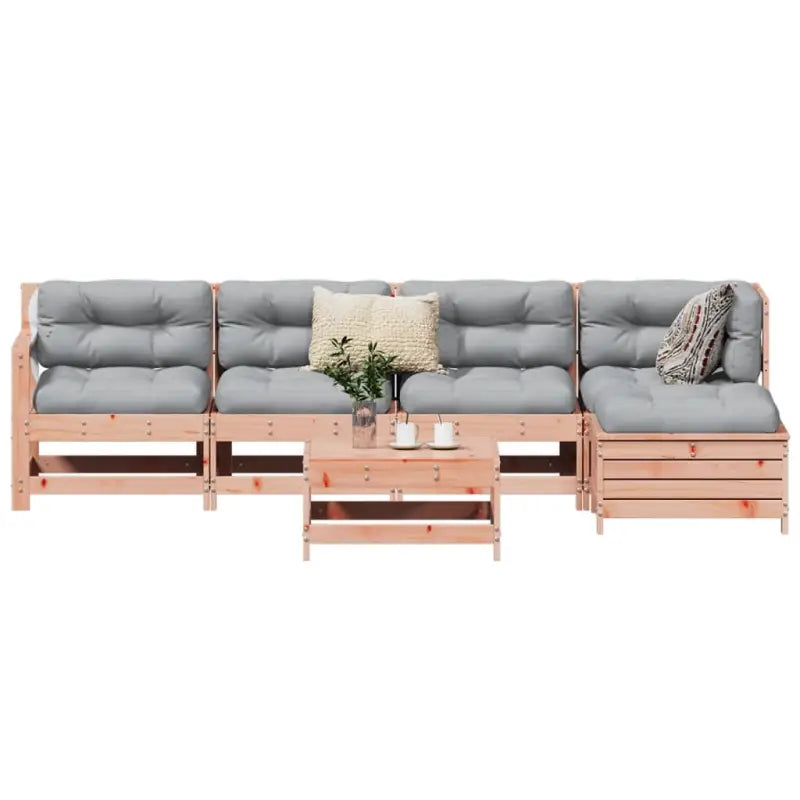 Houten loungeset met modulair ontwerp en comfortabele afmetingen zitting - Natuurlijk douglashout - Tuinsets