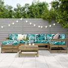 Houten loungeset met modulair ontwerp en comfortabele afmetingen zitting - Tuinsets