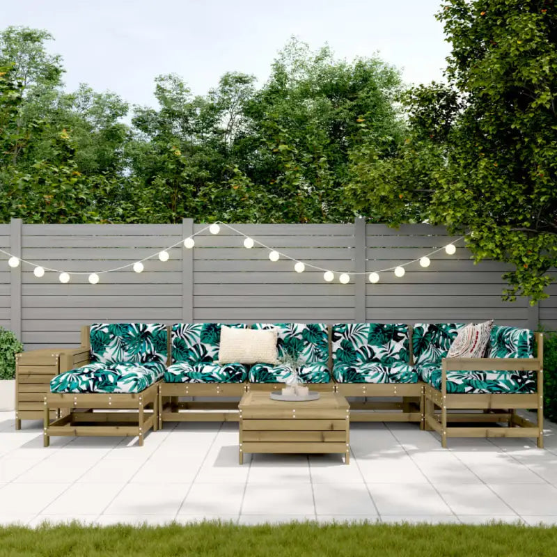 Houten loungeset met modulair ontwerp en comfortabele afmetingen zitting - Tuinsets