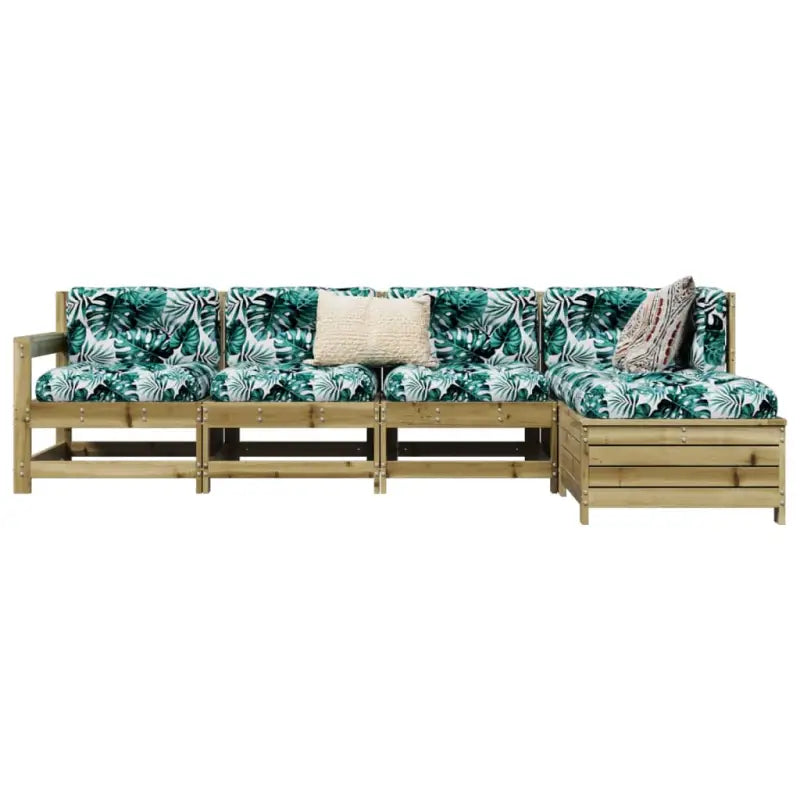 Houten loungeset met modulair ontwerp en comfortabele afmetingen zitting - Naturel geïmpregneerd - Tuinsets