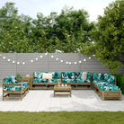 Houten loungeset met modulair ontwerp en comfortabele afmetingen zitting - Tuinsets
