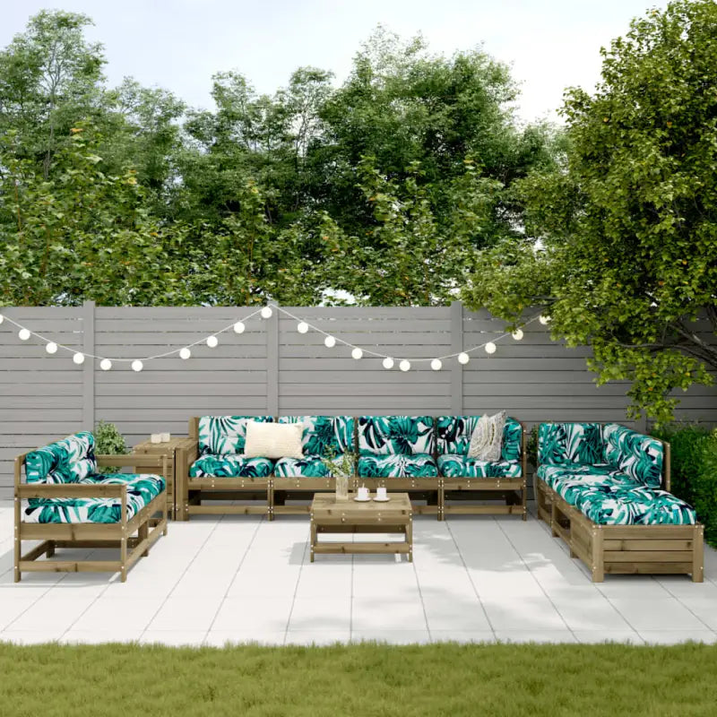Houten loungeset met modulair ontwerp en comfortabele afmetingen zitting - Tuinsets