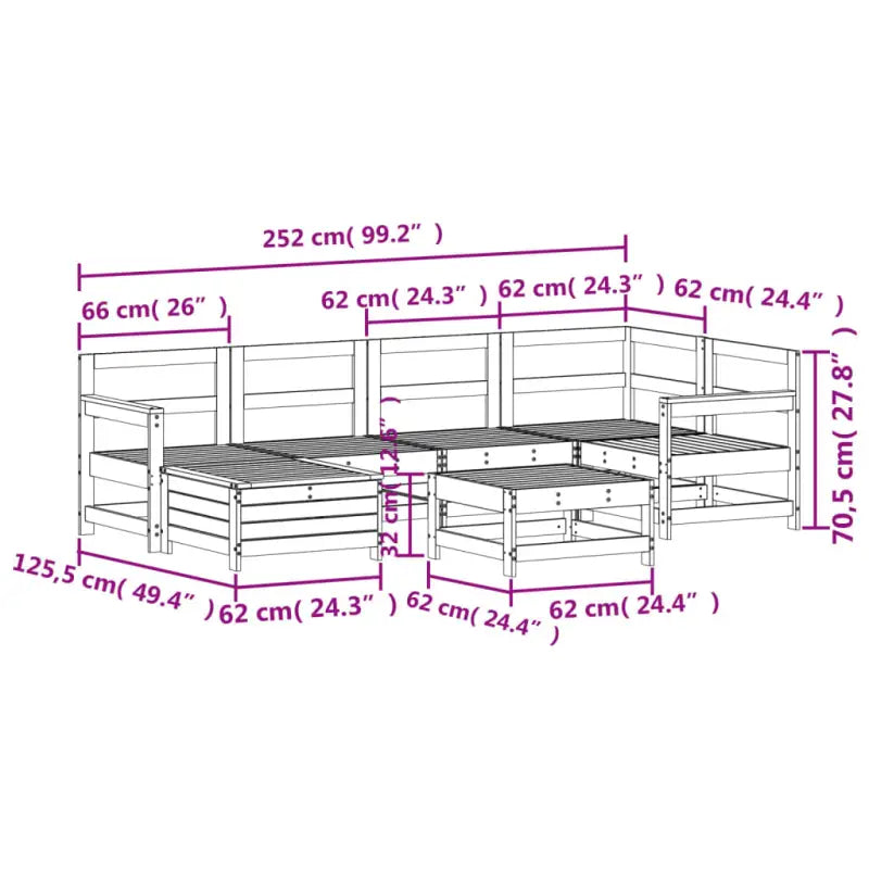 Houten loungeset met modulair ontwerp en comfortabele afmetingen zitting - Tuinsets