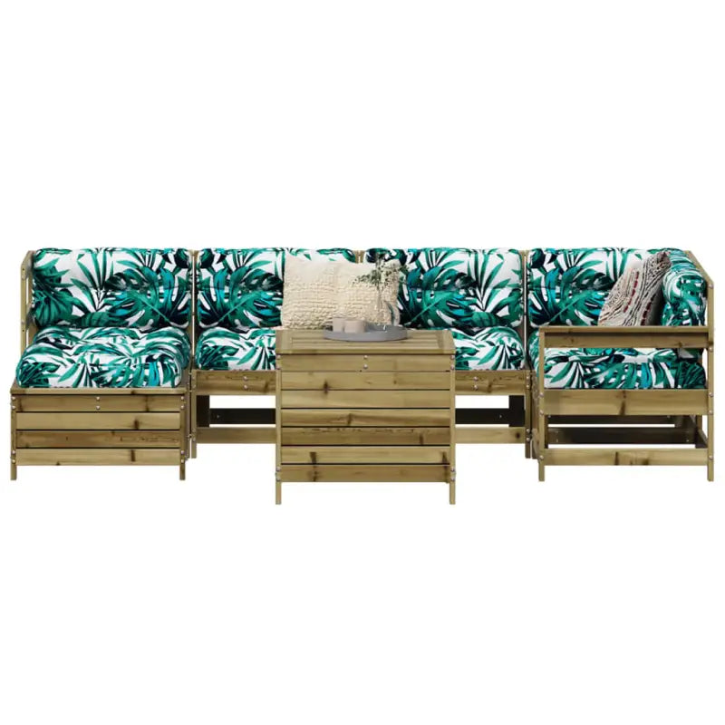Houten loungeset met modulair ontwerp en comfortabele afmetingen zitting - Tuinsets