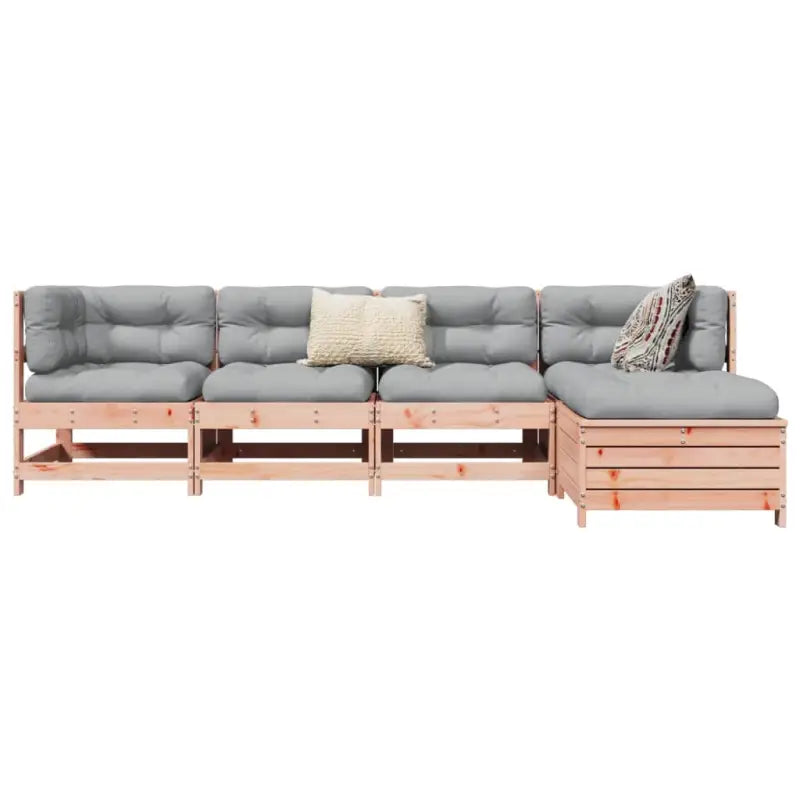 Houten loungeset met modulair ontwerp en comfortabele afmetingen zitting - Natuurlijk douglashout - Tuinsets