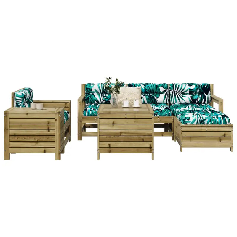 Houten loungeset met modulair ontwerp en comfortabele afmetingen zitting - Naturel geïmpregneerd - Tuinsets