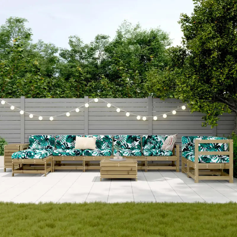 Houten loungeset met modulair ontwerp en comfortabele afmetingen zitting - Tuinsets