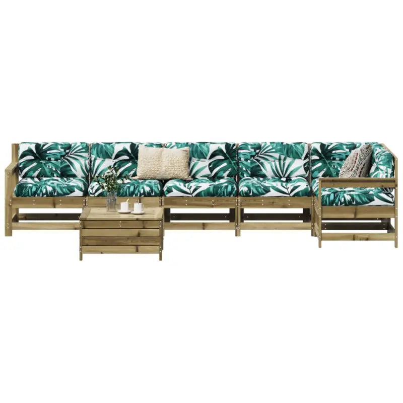 Houten loungeset met modulair ontwerp en comfortabele afmetingen zitting - Tuinsets