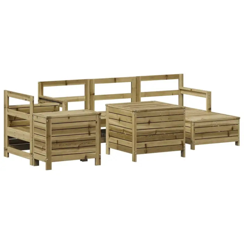 Houten loungeset met modulair ontwerp en comfortabele afmetingen zitting - Tuinsets