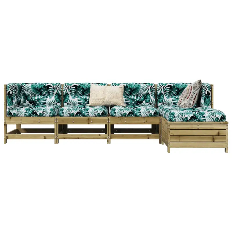 Houten loungeset met modulair ontwerp en comfortabele afmetingen zitting - Tuinsets