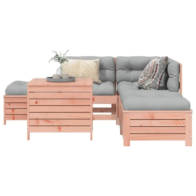 Houten loungeset met modulair ontwerp en diverse afmetingen zitting - Natuurlijk douglashout - Tuinsets