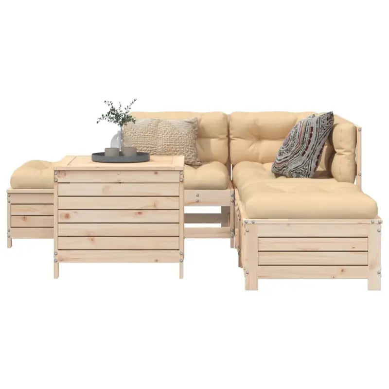 Houten loungeset met modulair ontwerp en diverse afmetingen zitting - Natuurlijk grenenhout - Tuinsets