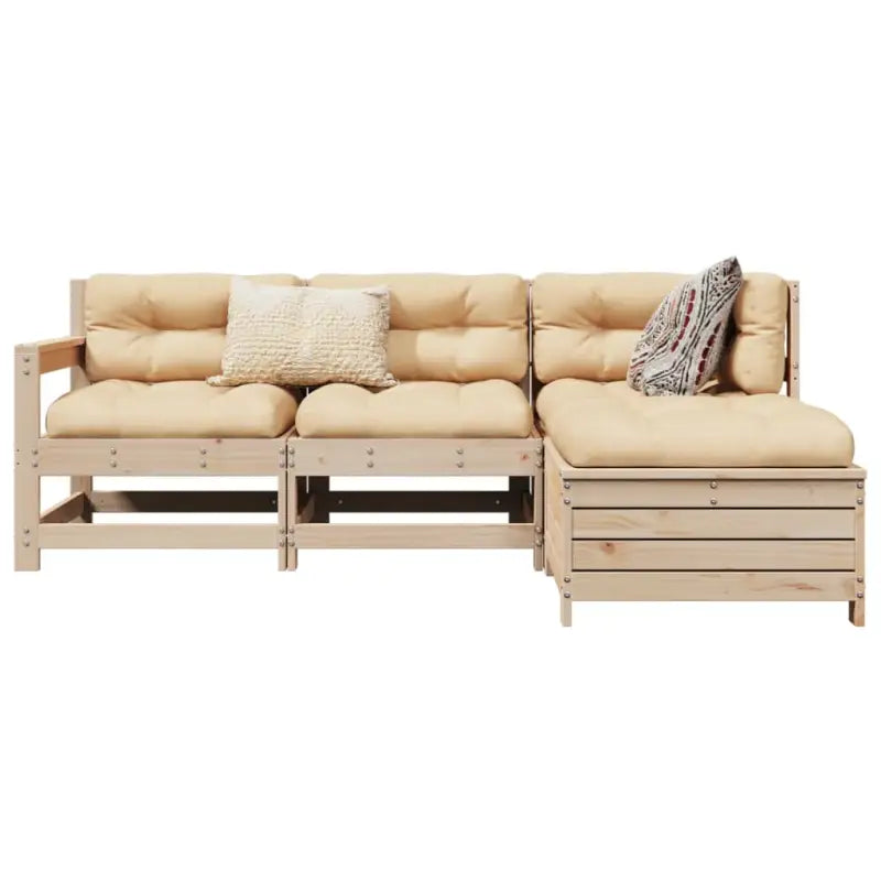 Houten loungeset met modulair ontwerp en massief grenenhout - Natuurlijk grenenhout - Tuinsets