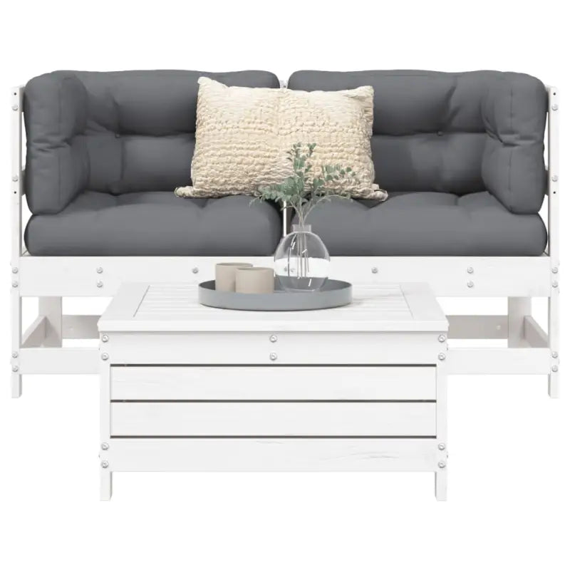 Houten loungeset met modulair ontwerp voor je tuin of terras - Wit grenenhout - Tuinsets
