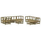 Houten loungeset met voetenbank en salontafel van geïmpregneerd grenenhout - Tuinsets