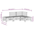 Houten loungeset met voetenbank en salontafel van geïmpregneerd grenenhout - Tuinsets