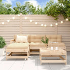 Houten loungeset met voetenbank en salontafel van massief grenenhout - Natuurlijk grenenhout - Tuinsets