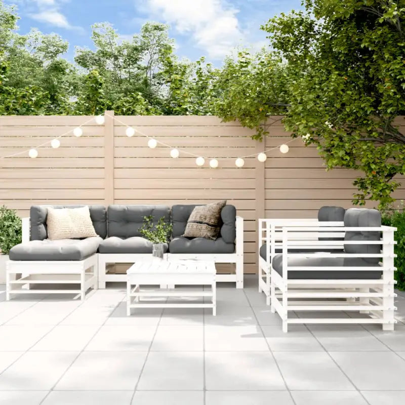 Houten loungeset met voeteneiland en salontafel van massief grenenhout - Tuinsets