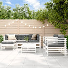 Houten loungeset met voeteneiland en salontafel van massief grenenhout - Wit - Tuinsets