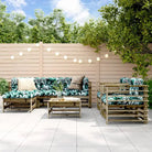 Houten loungeset met voeteneiland en salontafel van massief grenenhout - Donkerbruin - Tuinsets