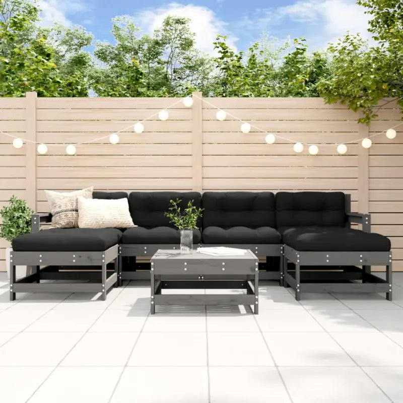 Houten loungeset met zachte kussens voor in de tuin - Grijs grenenhout - Tuinsets