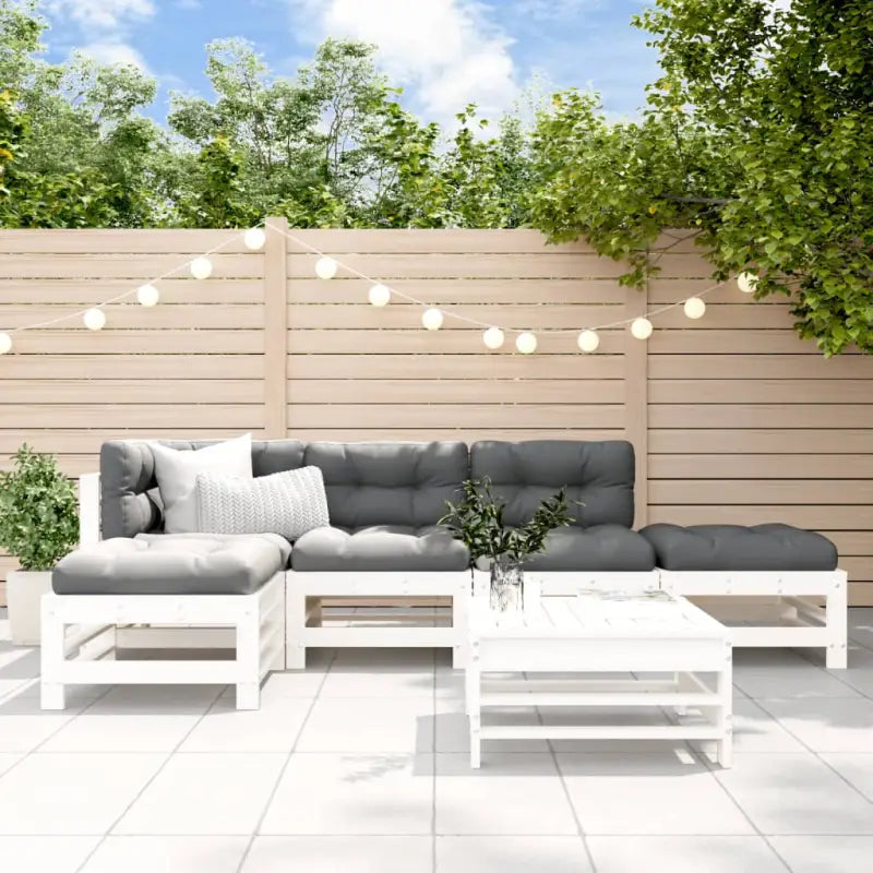 Houten loungeset met zachte kussens voor tuin en terras - Wit grenenhout - Tuinsets