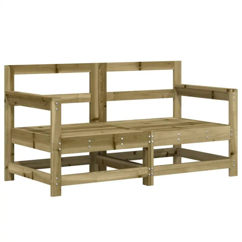 Houten loungeset van geïmpregneerd grenenhout met voetenbank en salontafel - Naturel geïmpregneerd - Tuinsets