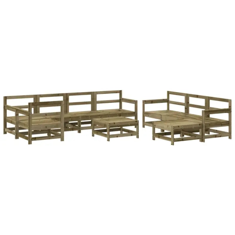 Houten loungeset van geïmpregneerd grenenhout met voetenbank en salontafel - Tuinsets