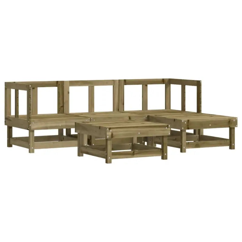 Houten loungeset van geïmpregneerd grenenhout met voetenbank en salontafel - Tuinsets
