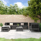 Houten loungeset van geïmpregneerd grenenhout voor in de tuin - Grijs grenenhout - Tuinsets