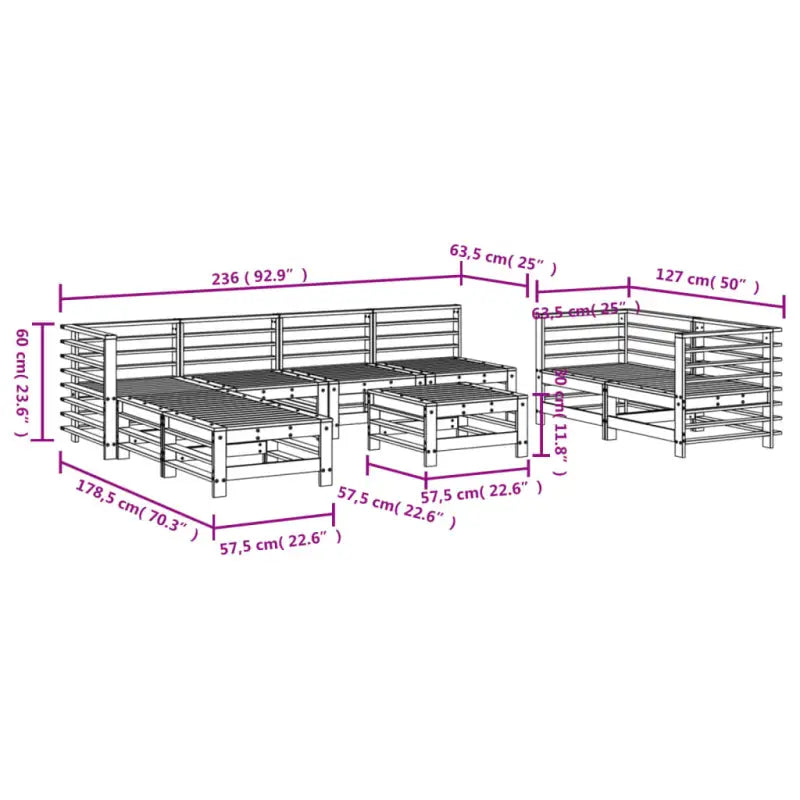 Houten loungeset van geïmpregneerd grenenhout voor in de tuin - Tuinsets