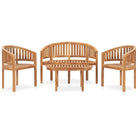 Houten loungeset van hard teakhout met een fijn geschuurde afwerking - 120 x 52 x 86 cm / 2x Fauteuil + Bank + Tafel