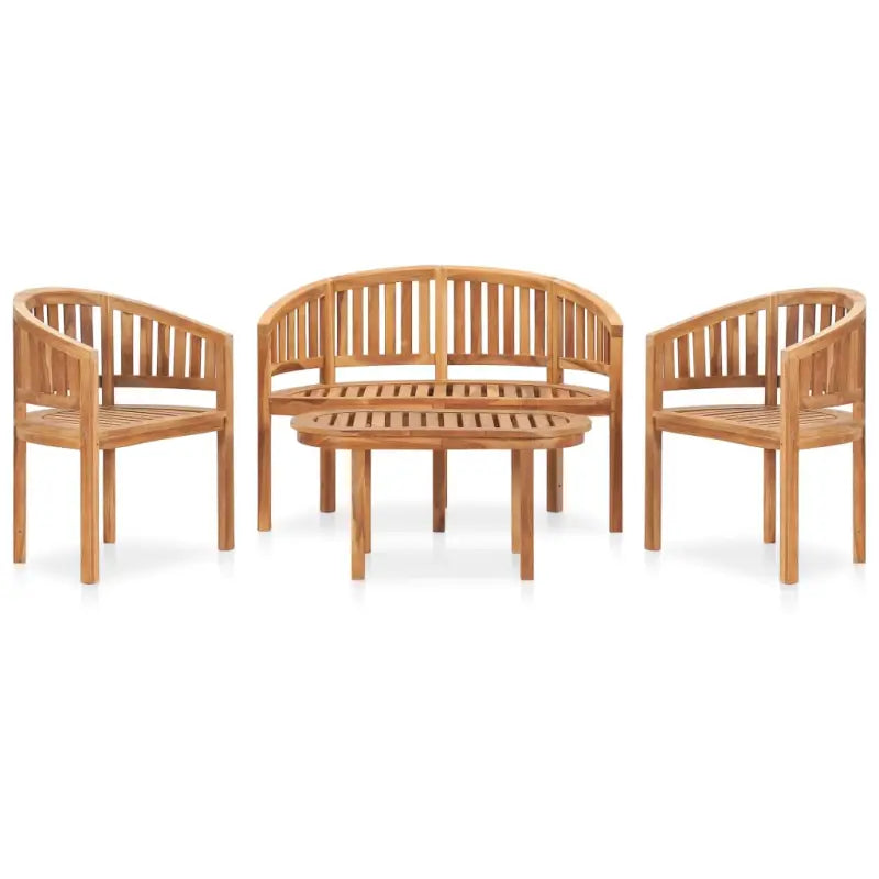 Houten loungeset van hard teakhout met een fijn geschuurde afwerking - 120 x 52 x 86 cm / 2x Fauteuil + Bank + Tafel