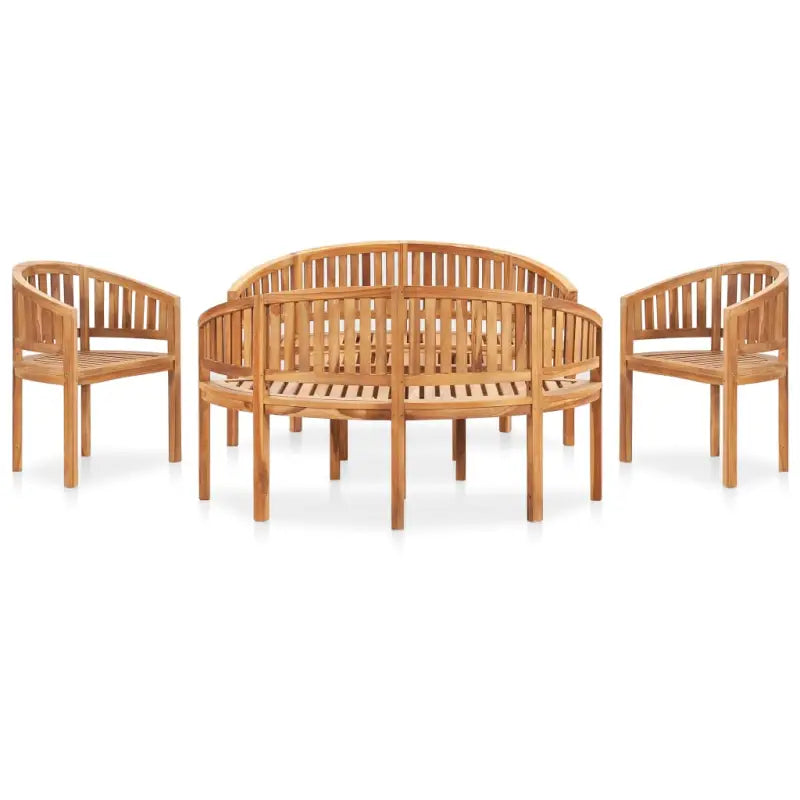 Houten loungeset van hard teakhout met een fijn geschuurde afwerking - 151 x 62 x 86 cm / 2x Fauteuil + 2x Bank + Tafel