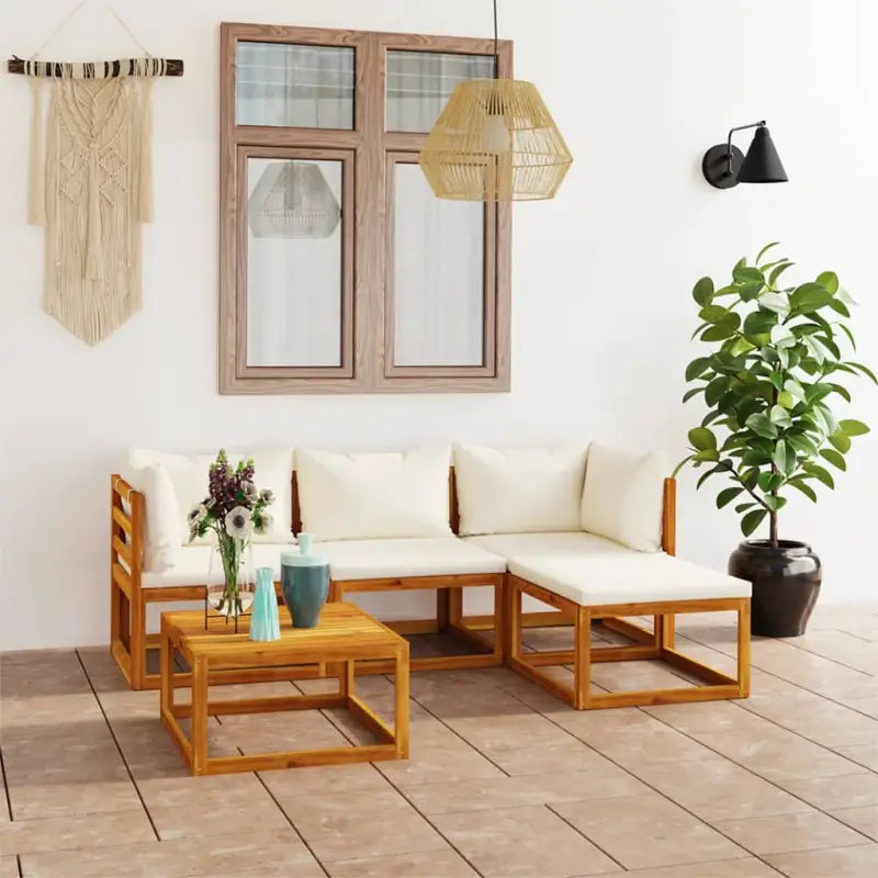 Houten loungeset van massief acaciahout voor de tuin of terras - Tuinsets