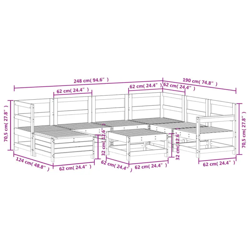 Houten loungeset van massief Douglas vurenhout voor in de tuin - Tuinsets