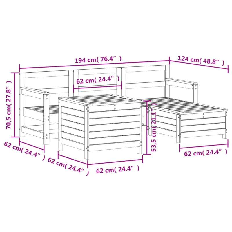 Houten loungeset van massief Douglas vurenhout voor je tuin of terras - Tuinsets