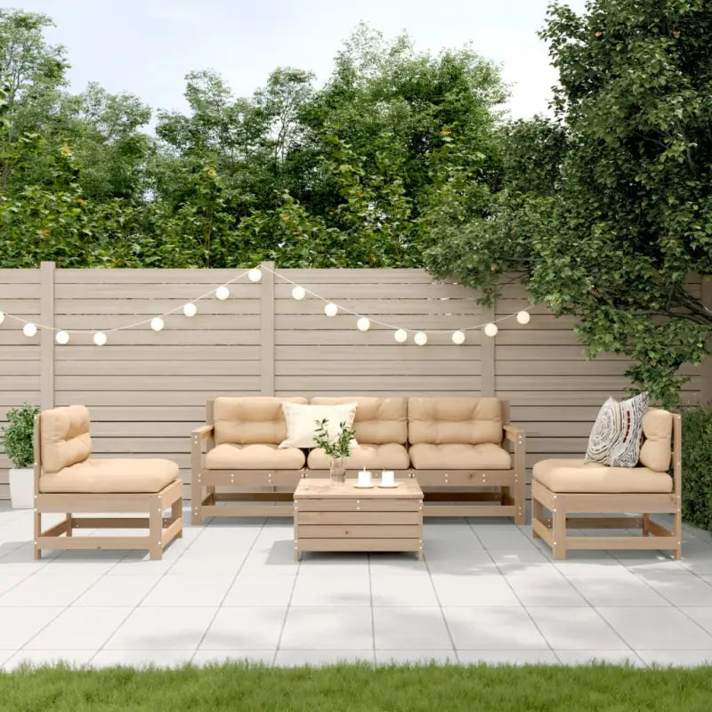 Houten loungeset van massief douglashout met gelat ontwerp - Natuurlijk grenenhout - Tuinsets