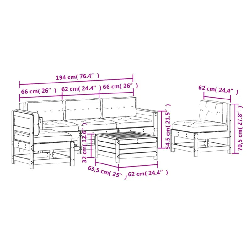 Houten loungeset van massief douglashout met gelat ontwerp - Tuinsets