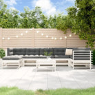 Houten loungeset van massief Douglashout met voetenbank en salontafel - Wit grenenhout - Tuinsets