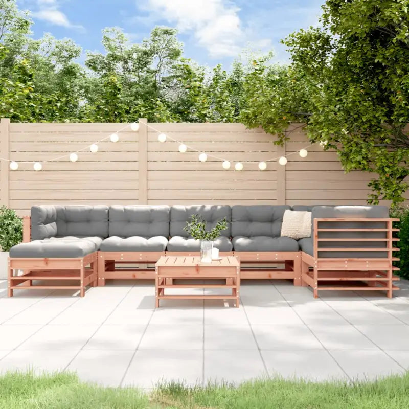 Houten loungeset van massief Douglashout met voetenbank en salontafel - Natuurlijk douglashout - Tuinsets